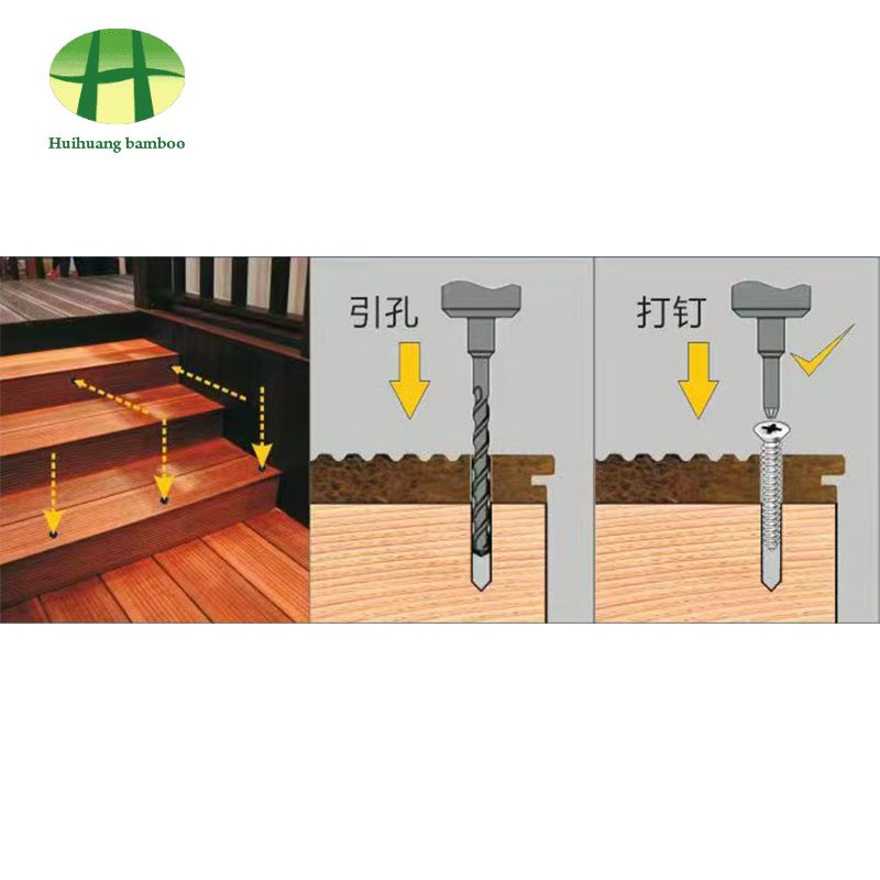 Épissage explicite des clous pour revêtement de sol en bambou lourd